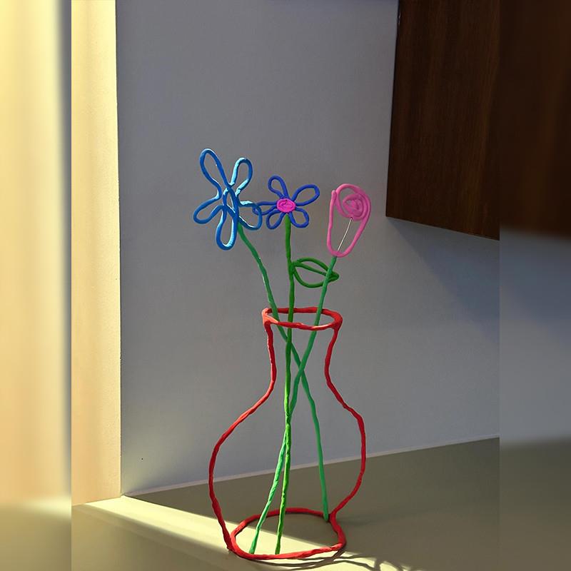 ins风铁丝花花DIY花瓶摆件