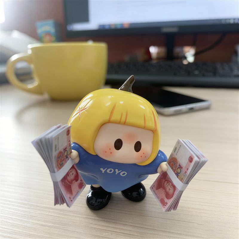 来财来财~可爱桌面摆件yoyo酱迷你纸币办公室工位左右酱创意装饰