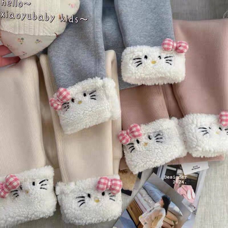 女童加绒裤子宝宝大码童装保暖裤儿童一体绒打底裤女孩洋气秋冬款