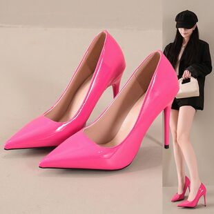 34-43码 大码女鞋41玫红色12cm高跟鞋女10cm性感8cm细跟单鞋6厘米