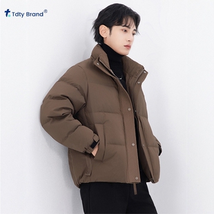 加厚高级感痞帅防寒外套 2025年新款 冬季 立领白鸭绒羽绒服男短款