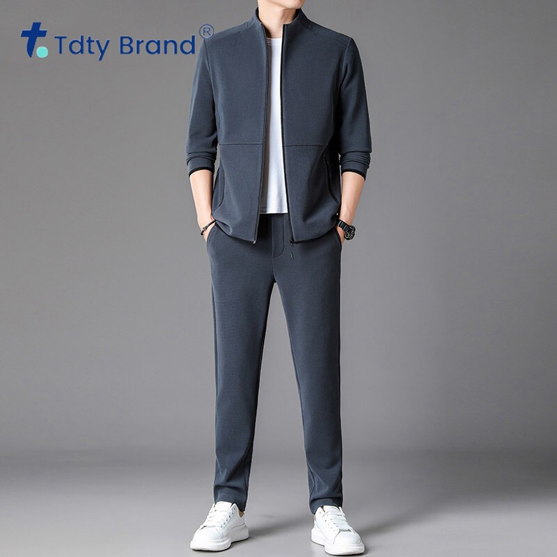 男士宽松跑步运动套装男2026新款春秋季休闲中年两件套卫衣外套
