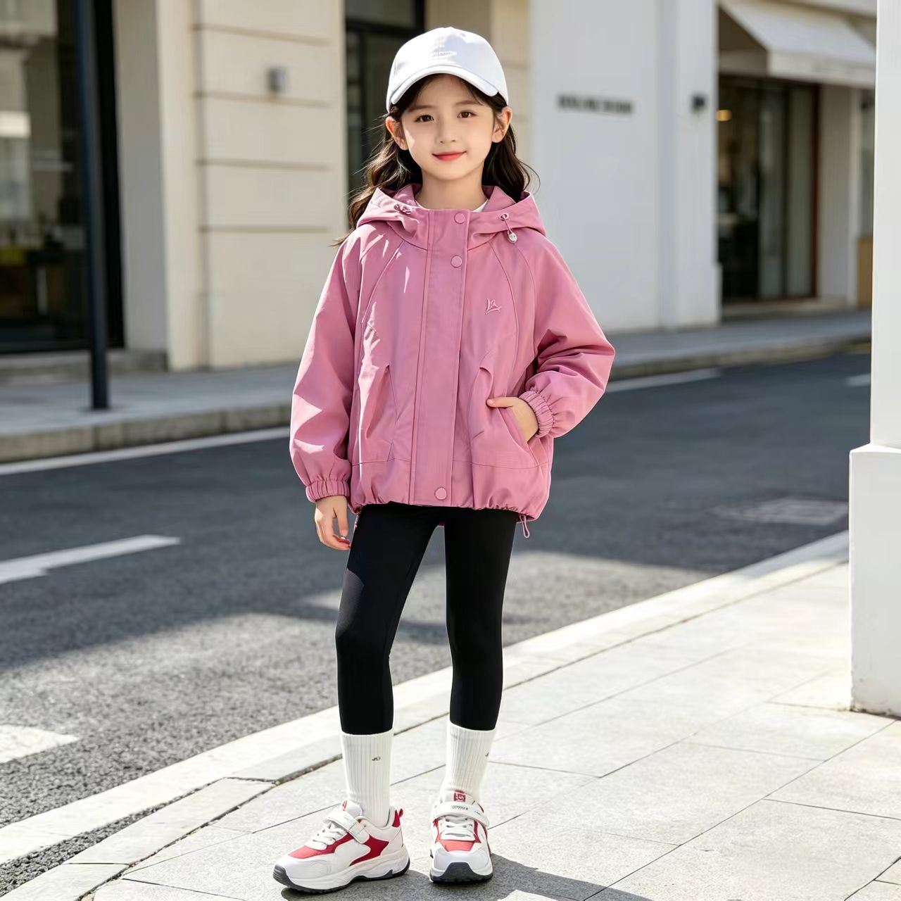 新款女童连帽冲锋外套秋装
