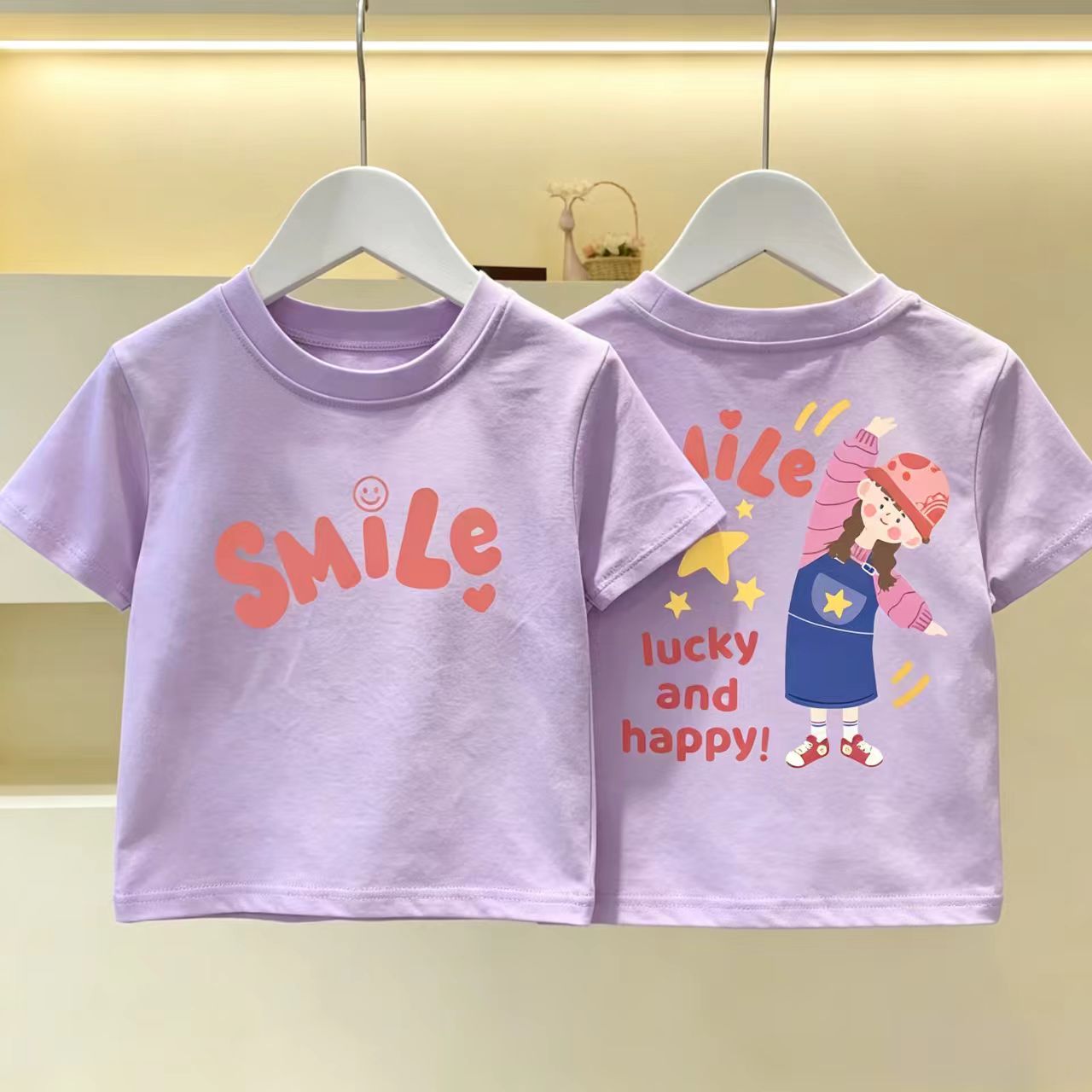 儿童纯棉T恤女童夏季短袖中大童