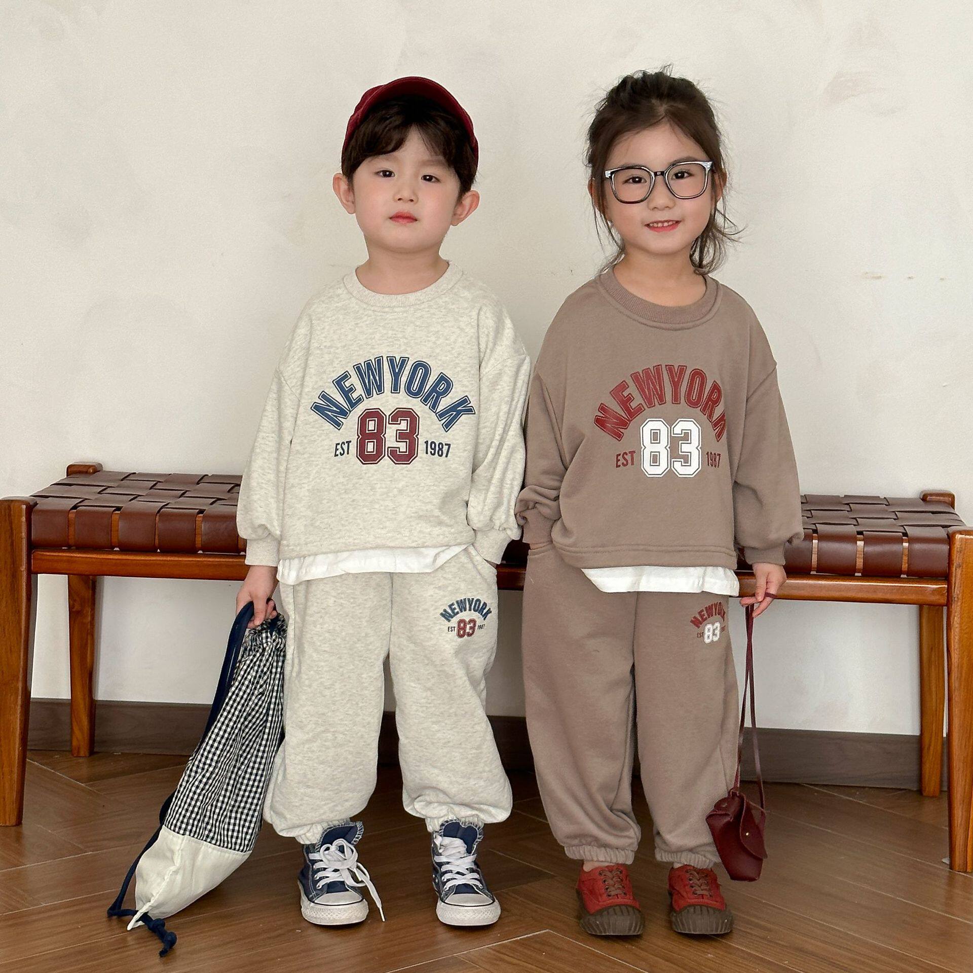 儿童春秋款套装假两件男童女童运动卫衣2026新款春季宝宝休闲衣服