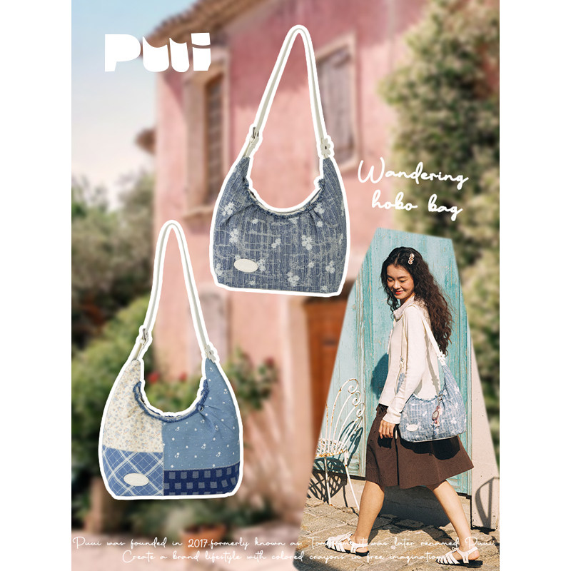 Puui原创牛仔流浪hobo包斜挎包2026新款背包通勤春夏大容