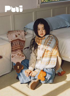 Puui噗又费尔岛梦境秋冬保暖针织耳罩毛线帽可爱女生毛绒防寒围巾