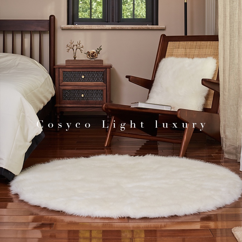 轻奢奶油风仿皮草长毛绒地毯坐垫