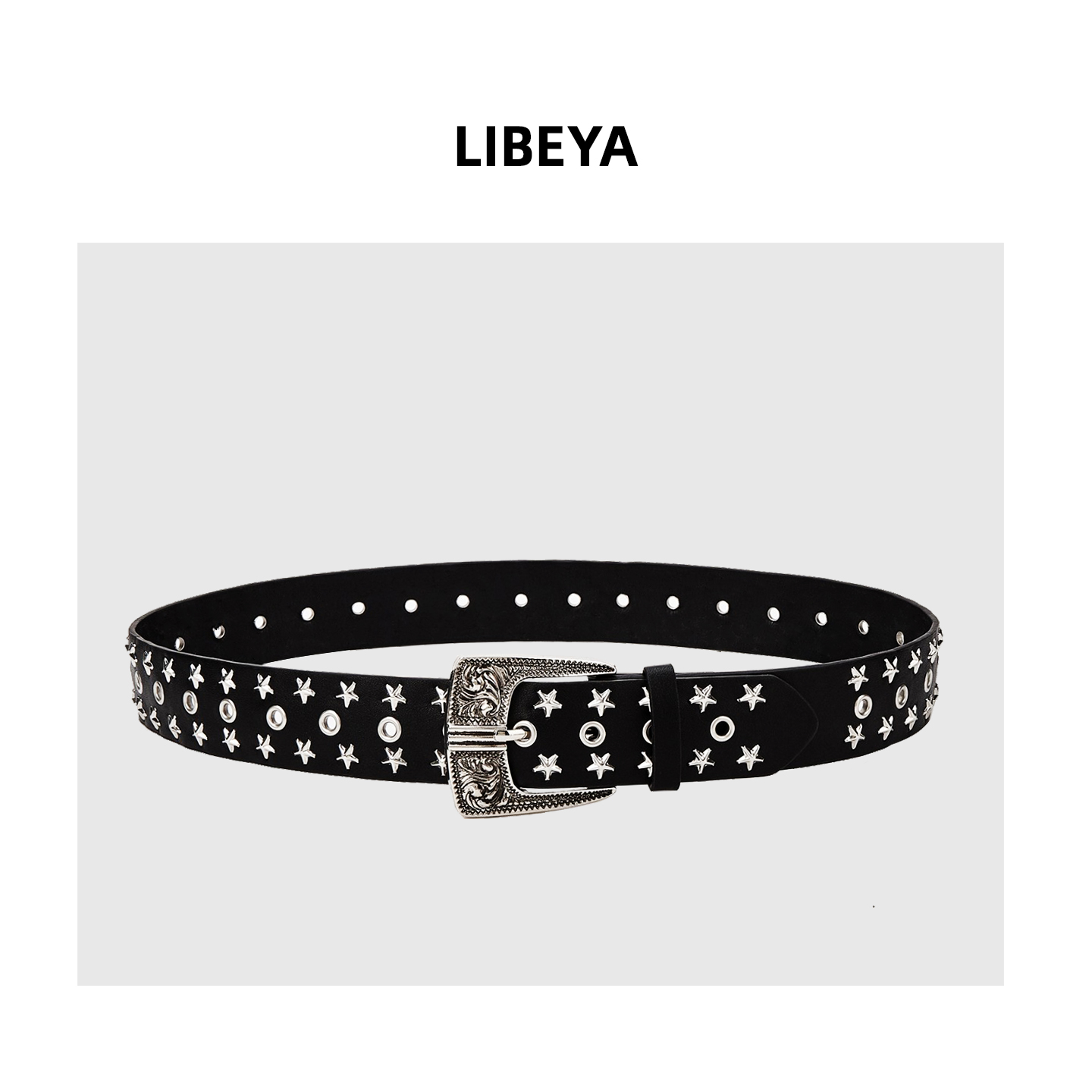 星星铆钉装饰腰带复古小众皮带