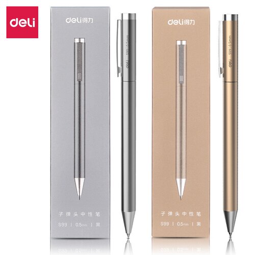 得力S99中性笔 0.5mm旋转金属笔杆商务办公会议定制版