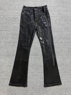 Vibe风 Cleanfit Rockowens纯手工RO蜡裤 微喇高街弹力涂层牛仔