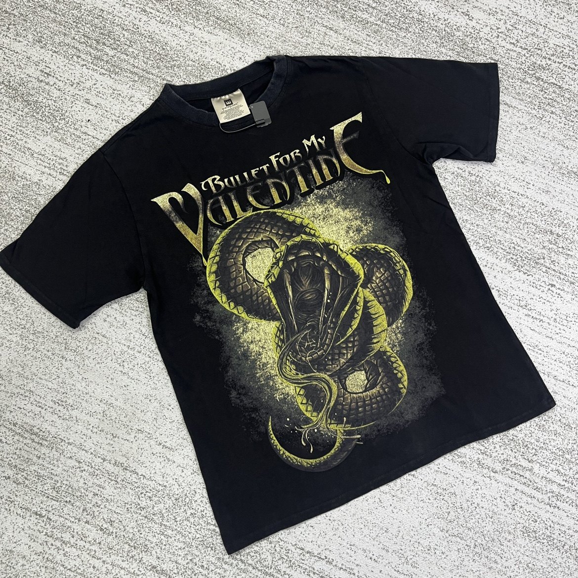 vintage tee潘多拉青蛇乐队白墨直喷印花240g大蛇乐队欧美复古tee