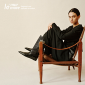 Murmure 冬季 新款 牛皮内增高长筒靴尖头皮带扣拼接时装 靴