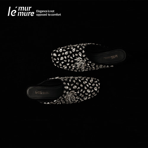 Le'Murmure亮闪丝绒拖鞋