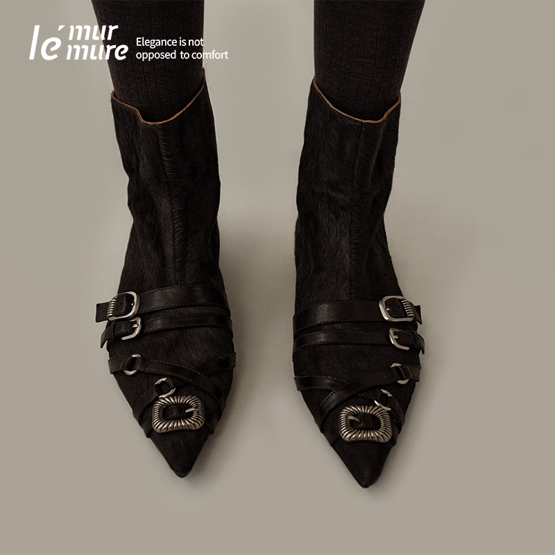 Le'Murmure哥特式尖头裸靴