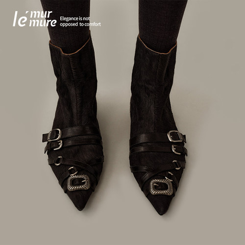 Le'Murmure哥特式尖头裸靴