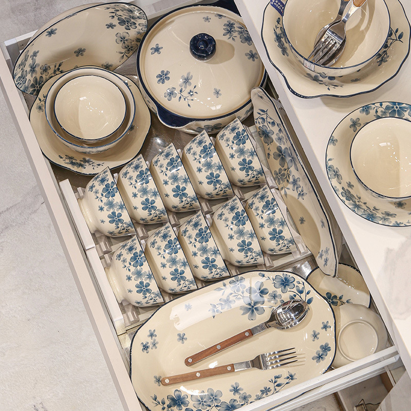 高颜值碗碟套装家用釉下彩陶瓷