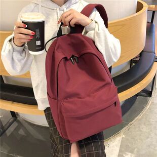 日系书包少女古着感纯色双肩包校园学生ins背包男士简约大容量