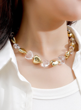 法式复古金色爱心轻奢高级感项链