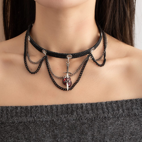 y2k朋克嘻哈风项圈皮革甜酷风辣