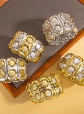 跨境欧美重工拼色简约弹力手镯