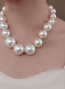 跨境欧美朋克夸张几何圆珠项链