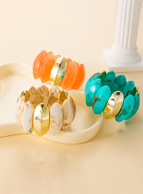 欧美复古晕染亚克力弹力手镯个性