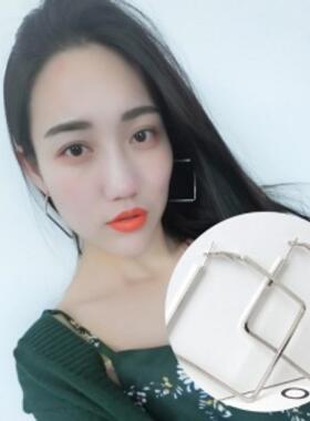 E1400 欧美潮流时尚韩国个性夜店正方形大圈圈耳环女坠饰品
