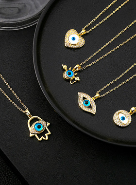 欧美跨境小恶魔月亮项链不锈钢