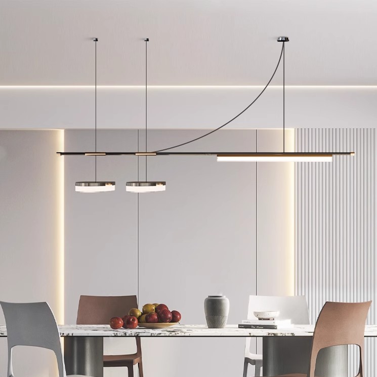 设计师意式极简灯餐厅吊灯简约现代大气轻奢餐桌吧台一字长线条灯