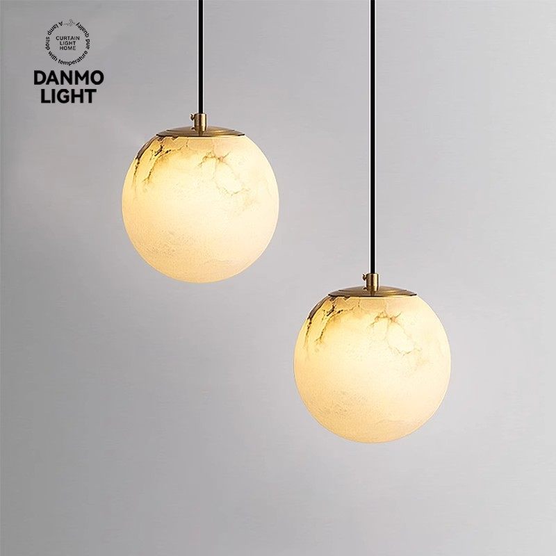 可拉伸设计师西班牙雪花石卧室床头云石小吊灯 吧台餐厅书房吊灯