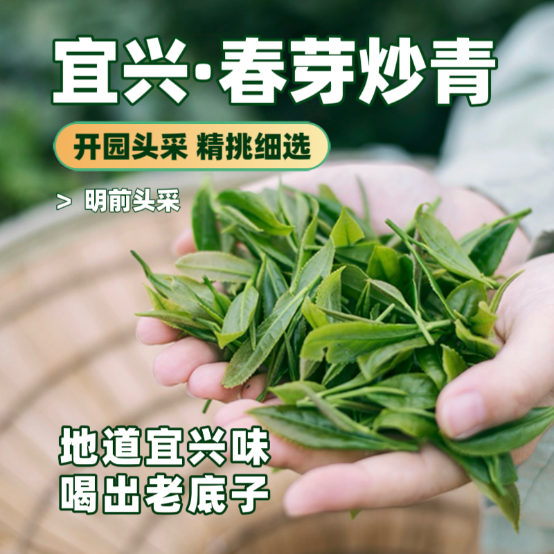 2026年新茶宜兴炒青绿茶明前头采浓香型草青茶叶散装开园头采500g