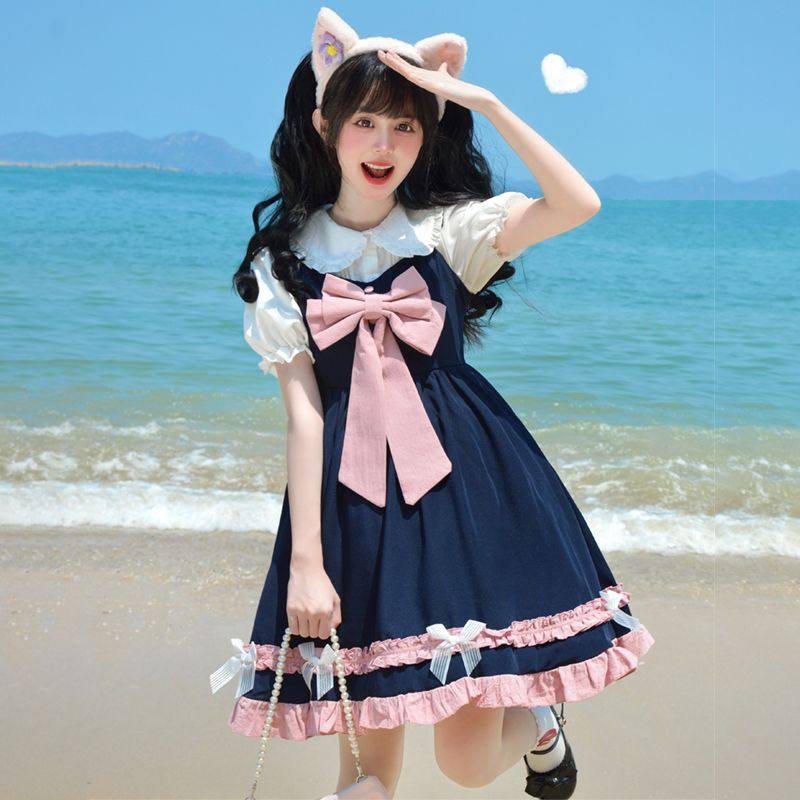 原创花祈梦洛丽塔裙子全套薄款学生连衣裙学院风夏季JK森系初恋裙