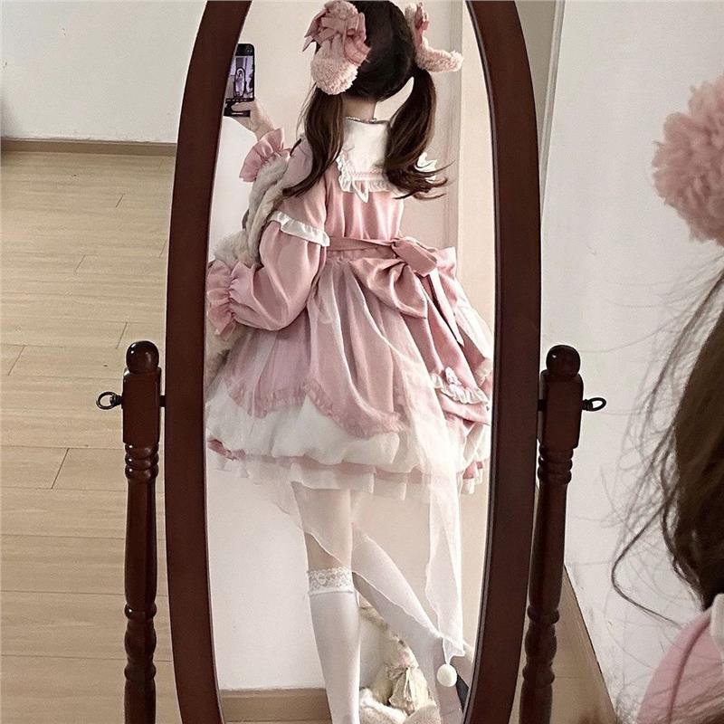 长款新款少女lolita原创设计Lolita可爱长袖洛丽塔连衣裙全套