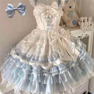 缘结恋曲Lolita重工刺绣甜美华丽花嫁洋装吊带连衣裙jsk成人礼