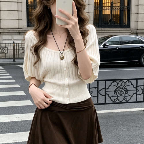 BBT Sweety 纯欲针织衫短袖t恤女2026夏季新款修身收腰显瘦上衣