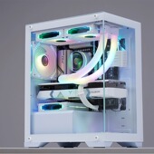 棱镜MINI白色海景房无立柱双侧透电脑机箱台式 240水冷 机MATX主板