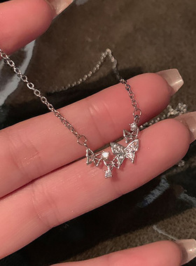 蝴蝶锆石项链ins甜酷小众设计感