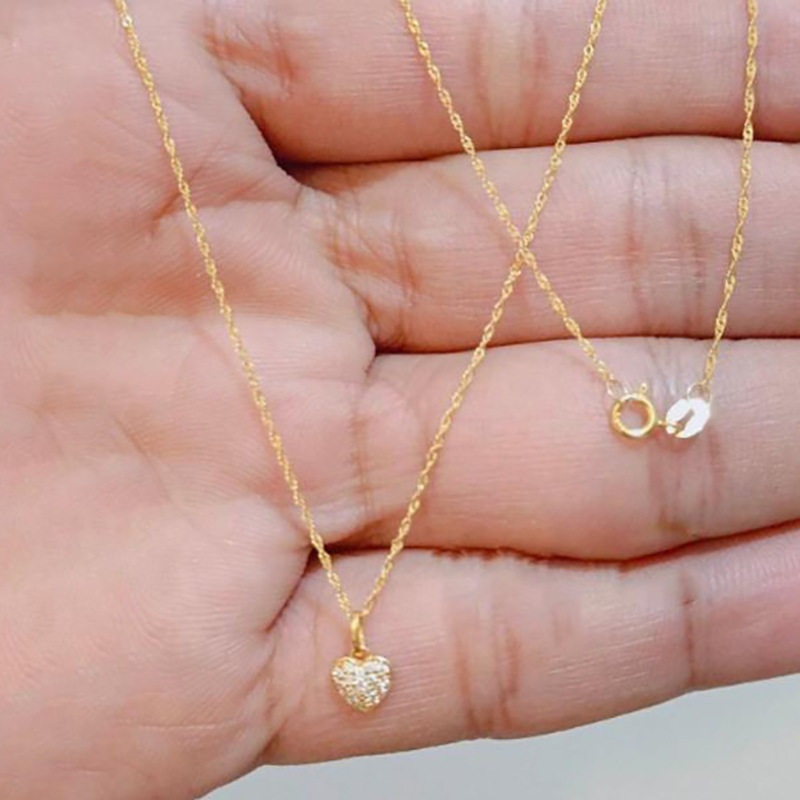外贸菲律宾爱心吊坠项链女款礼物轻奢锆石心形锁骨链项坠/吊坠