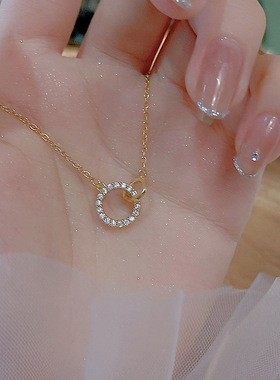 双环项链女轻奢小众设计感闪钻