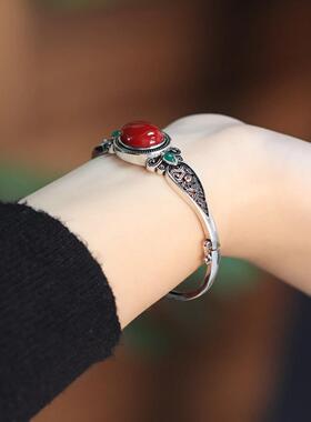 复古中国风祥云蛋面手镯女新中式