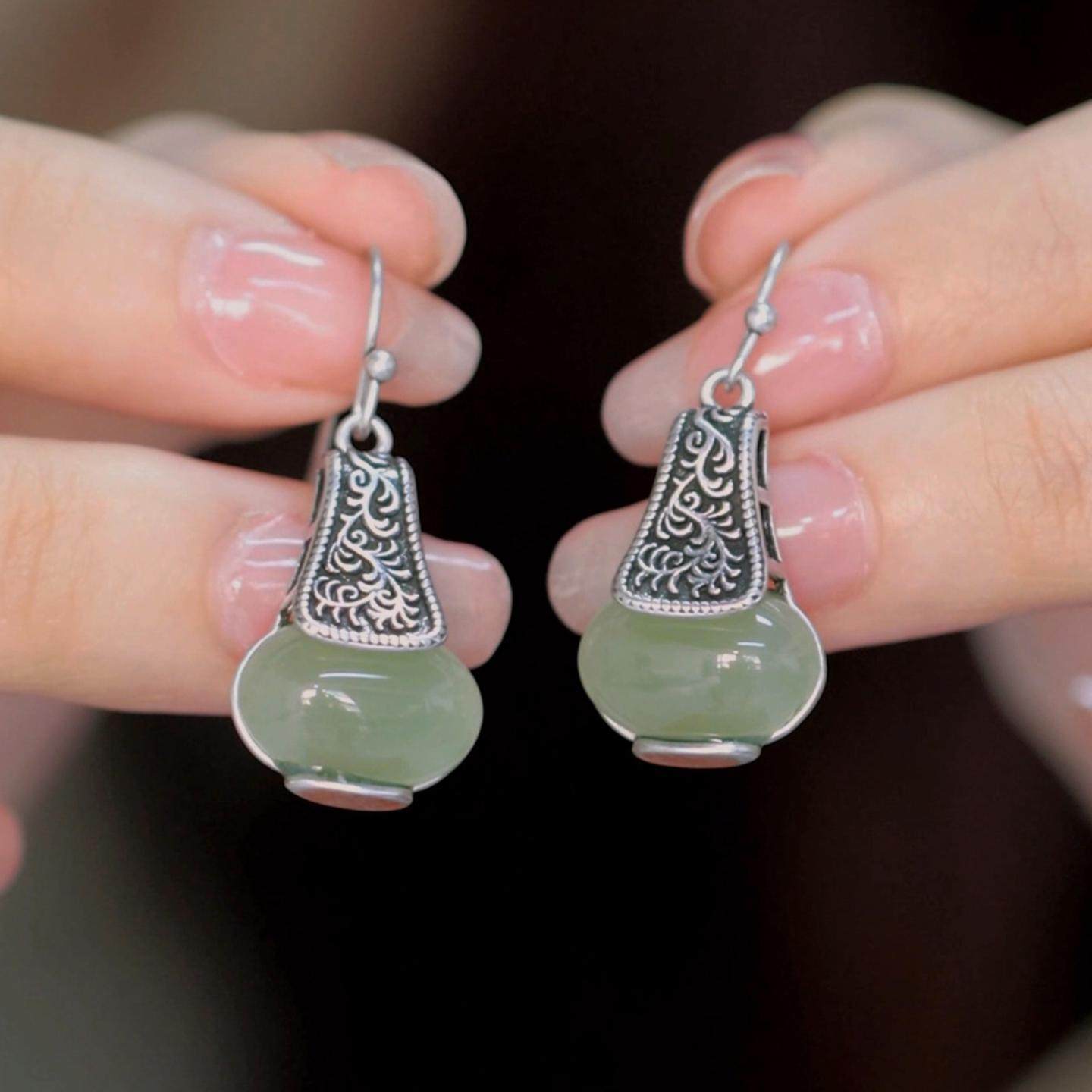 新款民族风唐草纹蛋面耳环女复古做旧中式高级感气质古风精致耳坠,饰品/流行首饰/时尚饰品新,耳环,淘宝优惠券,粉丝福利购,淘宝优惠卷