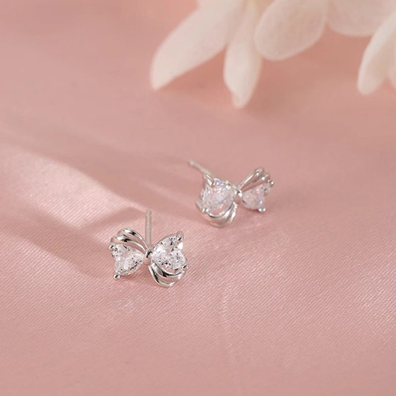 蝴蝶结耳钉女简约森系耳环可爱
