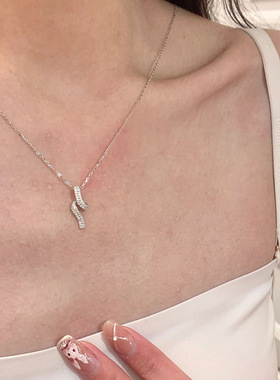 曲线项链女夏气质小众设计感满钻