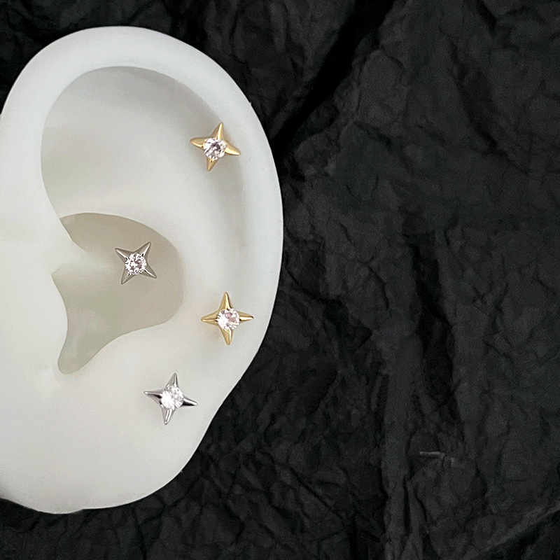 星星耳钉女简约小众设计感拧扣
