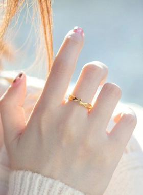 打结戒指小众设计感食指戒简约ins冷淡风几何线条指环开口可调节