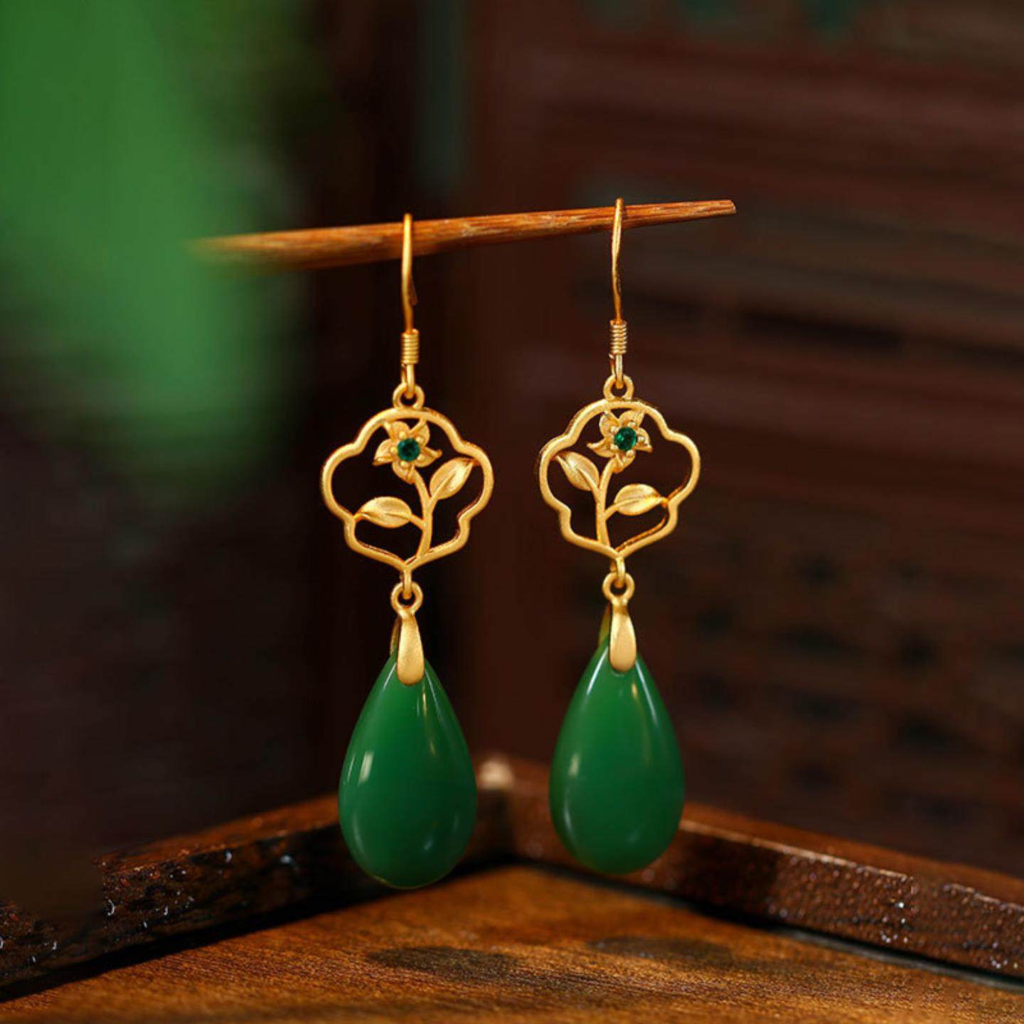 新中式国风花开富贵水滴耳环小众独特古风耳坠2025新款爆款耳钩,饰品/流行首饰/时尚饰品新,耳环,淘宝优惠券,粉丝福利购,淘宝优惠卷