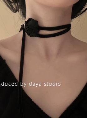 水波链玫瑰花朵复古设计感个项链