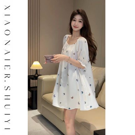 【蝶知夏】 夏季睡裙女显瘦可外穿睡衣甜美气质家居服爆款