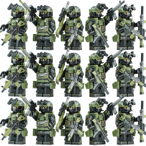 中国积木军事人仔士兵特种兵警察小人偶儿童益智拼装男孩玩具拼图